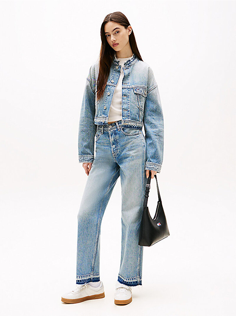 Kadın Oversize Crop Trucker Denim Ceket Mavi  DW0DW211951AB
