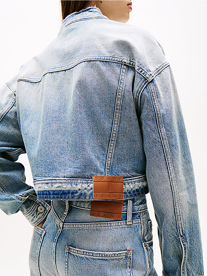Kadın Oversize Crop Trucker Denim Ceket Mavi  DW0DW211951AB