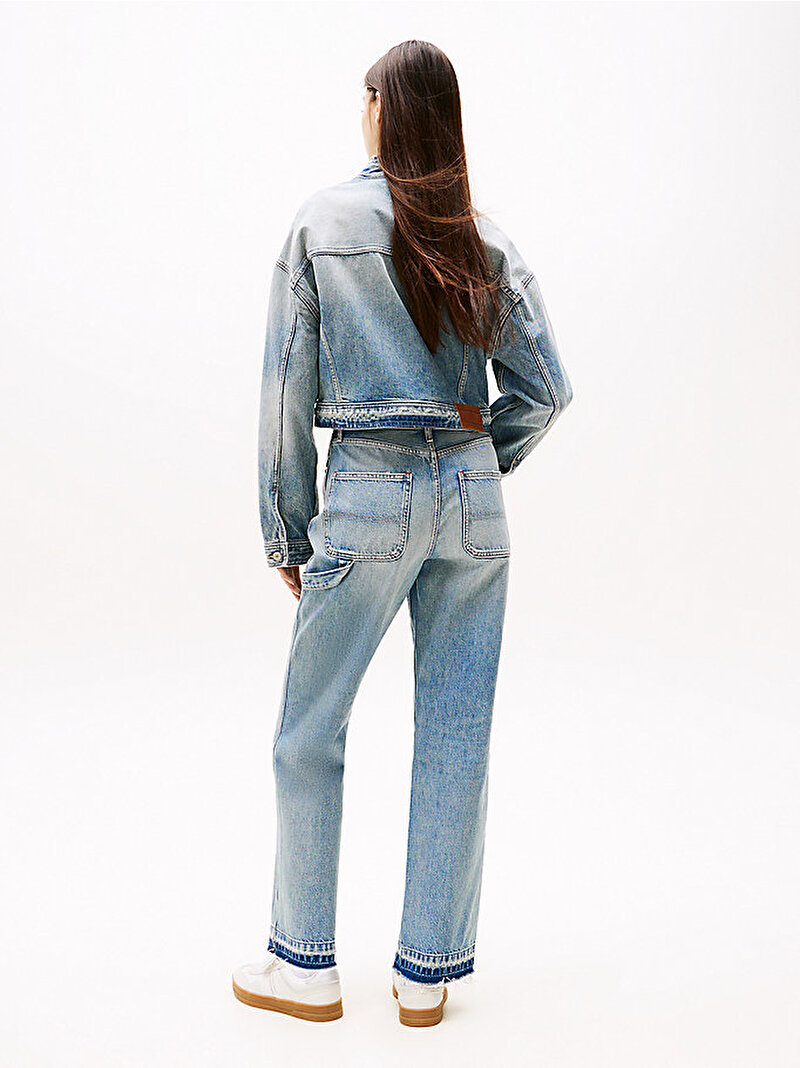 Kadın Oversize Crop Trucker Denim Ceket Mavi  DW0DW211951AB