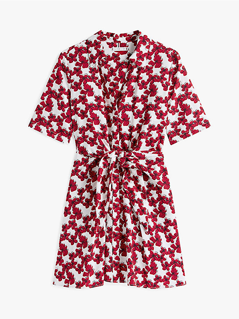 Kadın Textured S/S Knot Gömlek Elbise Kırmızı WW0WW471730KQ
