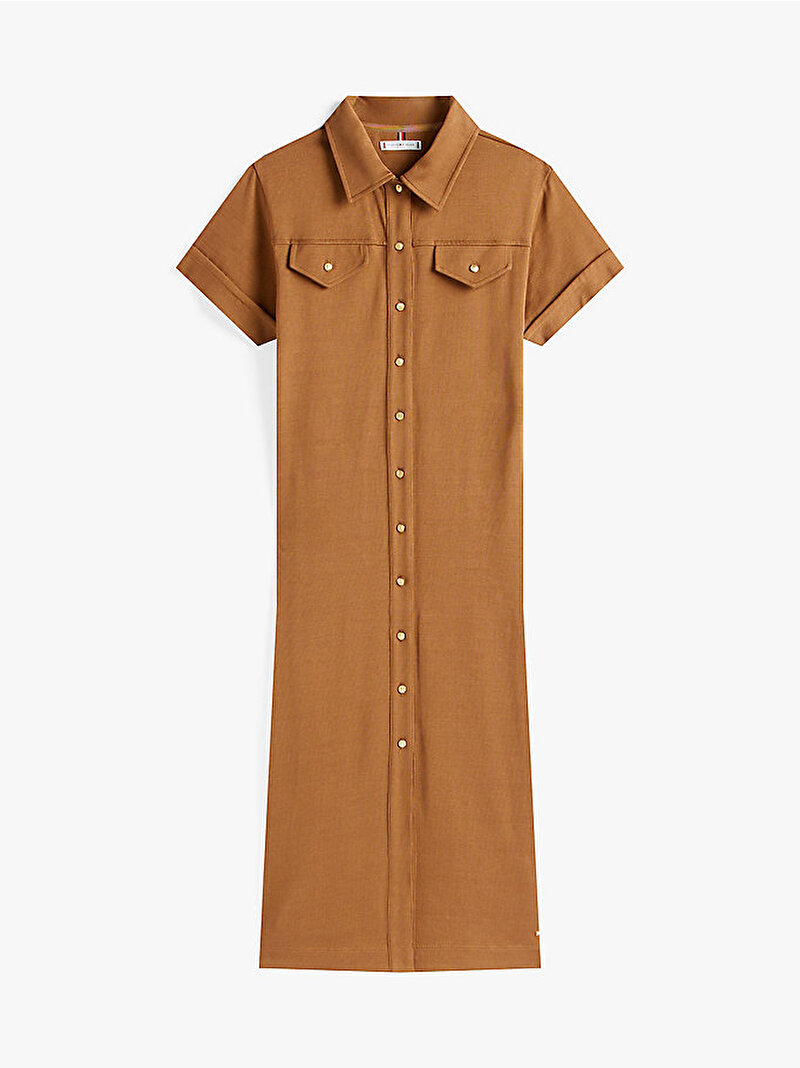 Kadın Gold Button Midi Elbise Bej  WW0WW44617GWA
