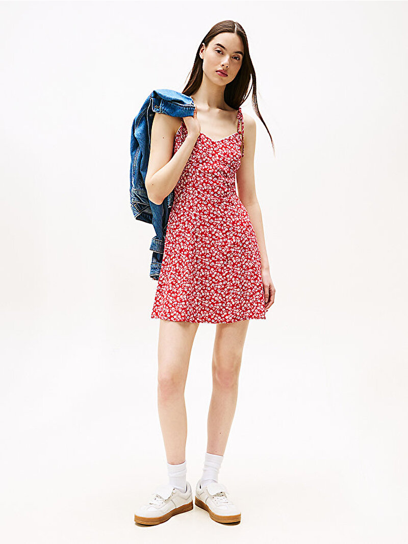 Kadın TJW Fit&Flare Strappy Mini Elbise Kırmızı DW0DW208800KP