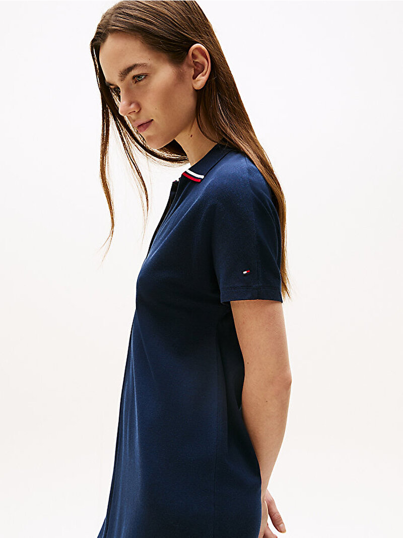 Kadın Lyocell Tipping Polo Elbise Lacivert WW0WW46464C1G