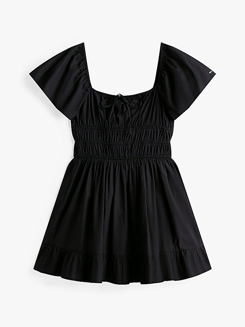 Kadın TJW Rouche Mini Poplin Elbise Siyah DW0DW20882BDS