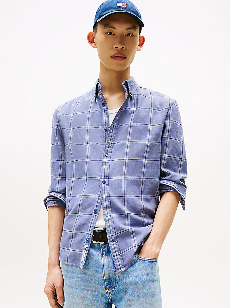 Erkek TJM Essential Twill Gömlek Mavi  DM0DM21701PO6