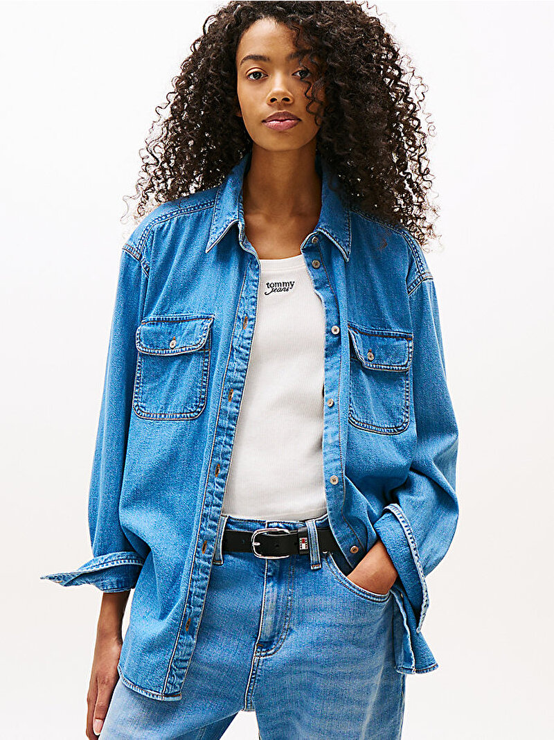 Kadın LS Relaxed Denim Gömlek Lacivert DW0DW210731A5