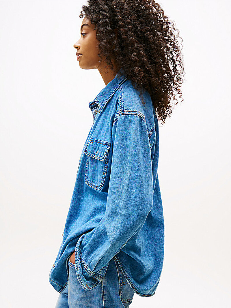 Kadın LS Relaxed Denim Gömlek Lacivert DW0DW210731A5