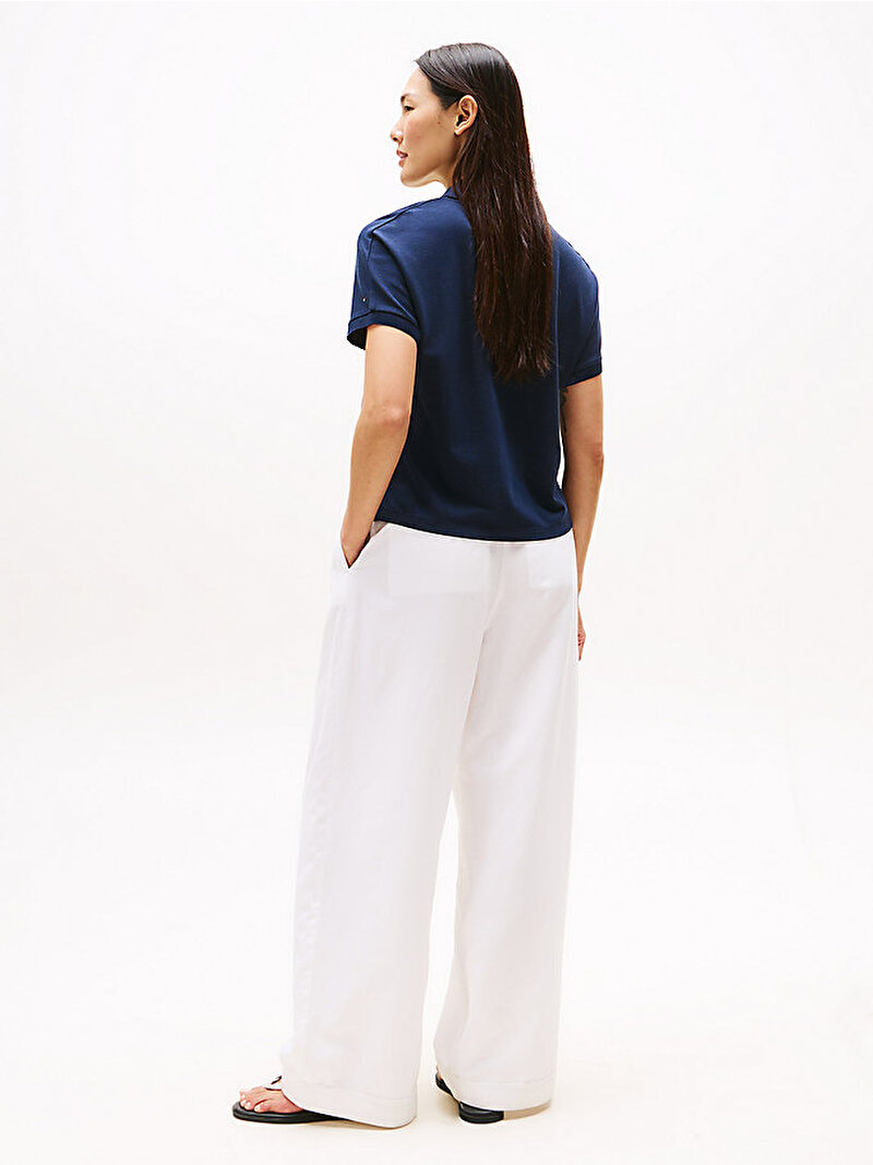 Kadın Lyocell Tipping Open Polo T-shirt Lacivert WW0WW46512C1G