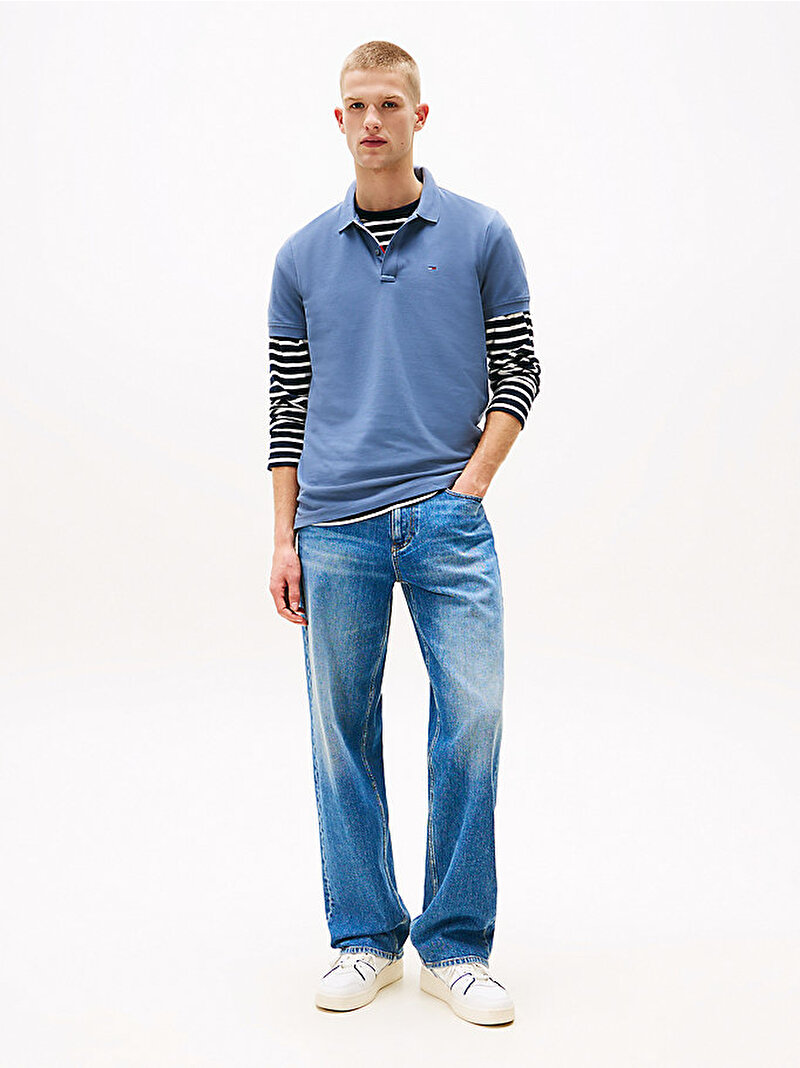 Erkek TJM Slim Placket Polo T-shirt Mavi  DM0DM20676PO6