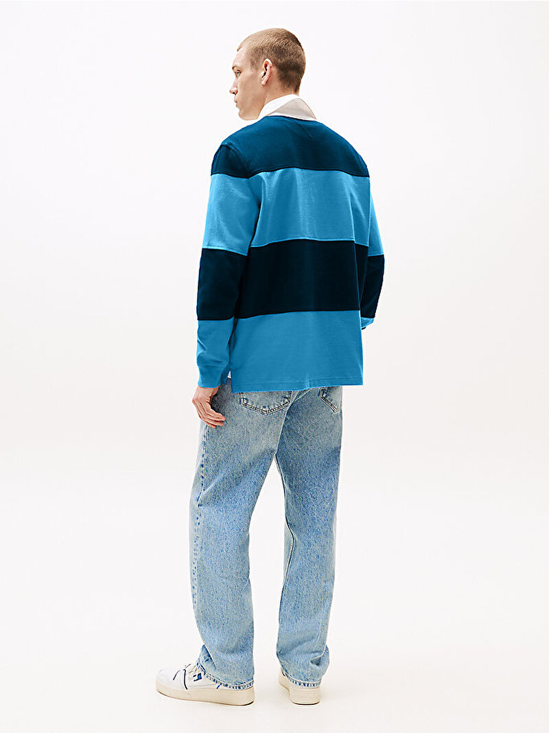 Erkek TJM Relax Fit Colorblock Polo T-shirt Mavi  DM0DM216650A5