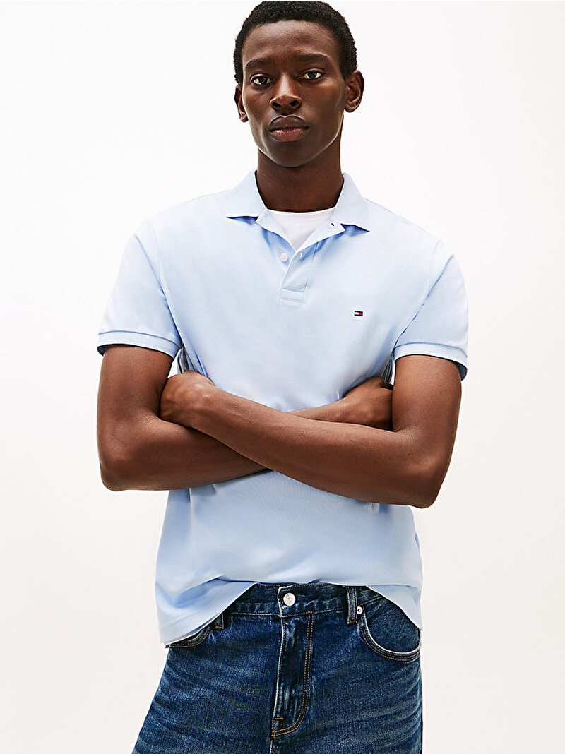 Erkek Liquid Cotton Regular Polo T-shirt Mavi  MW0MW39994C1O