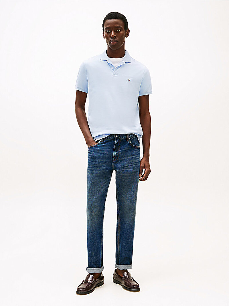 Erkek Liquid Cotton Regular Polo T-shirt Mavi  MW0MW39994C1O