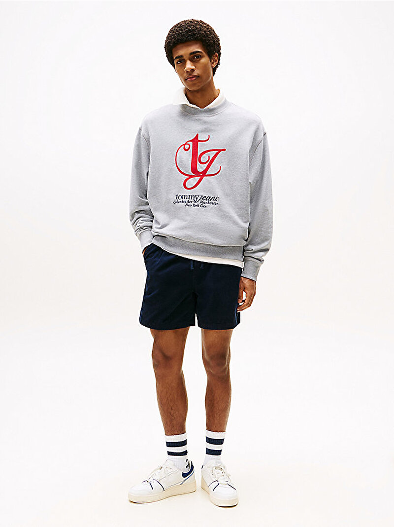 Erkek TJM Monogram Logo Sweatshirt Gri DM0DM21614Q13