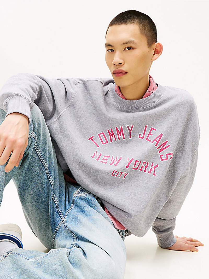 Erkek TJM Crop Overdyed Sweatshirt Gri DM0DM21801Q13