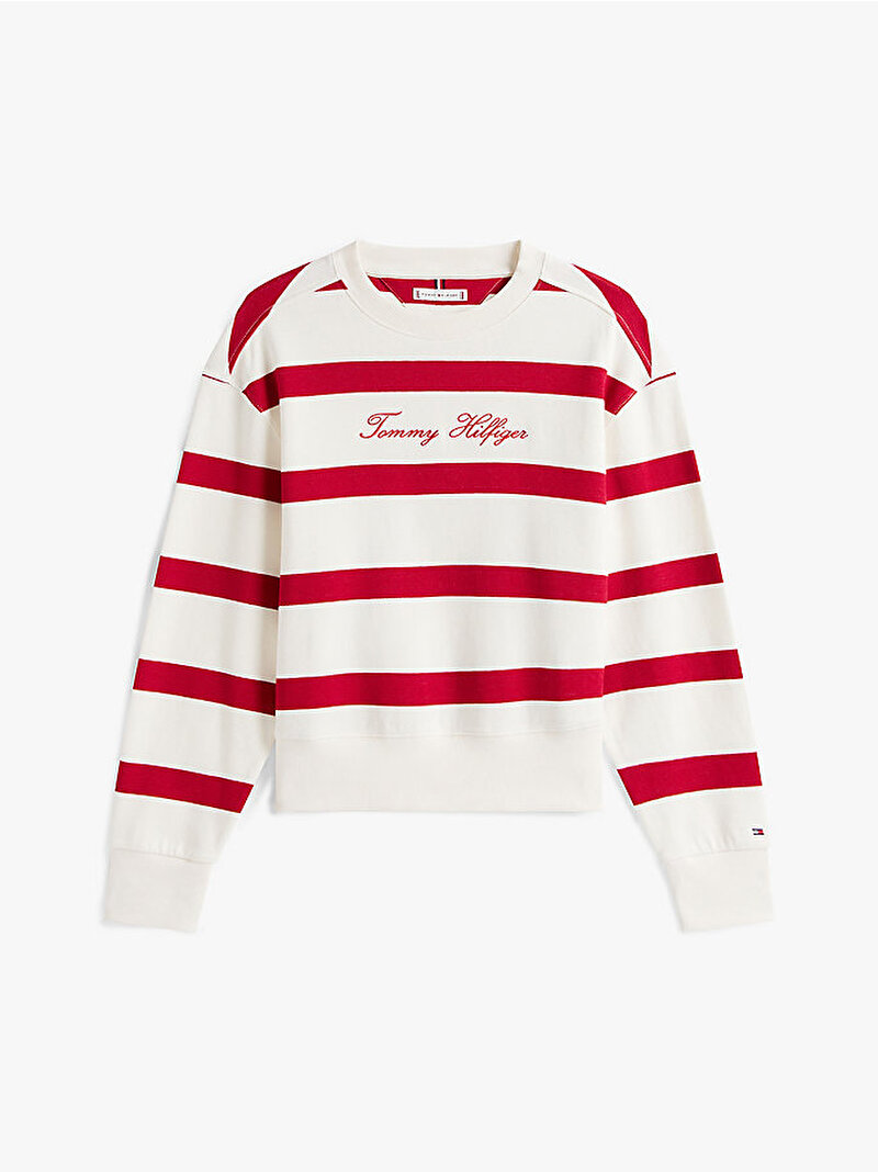 Kadın Script Regular Pique Sweatshirt Kırmızı WW0WW4574304Z