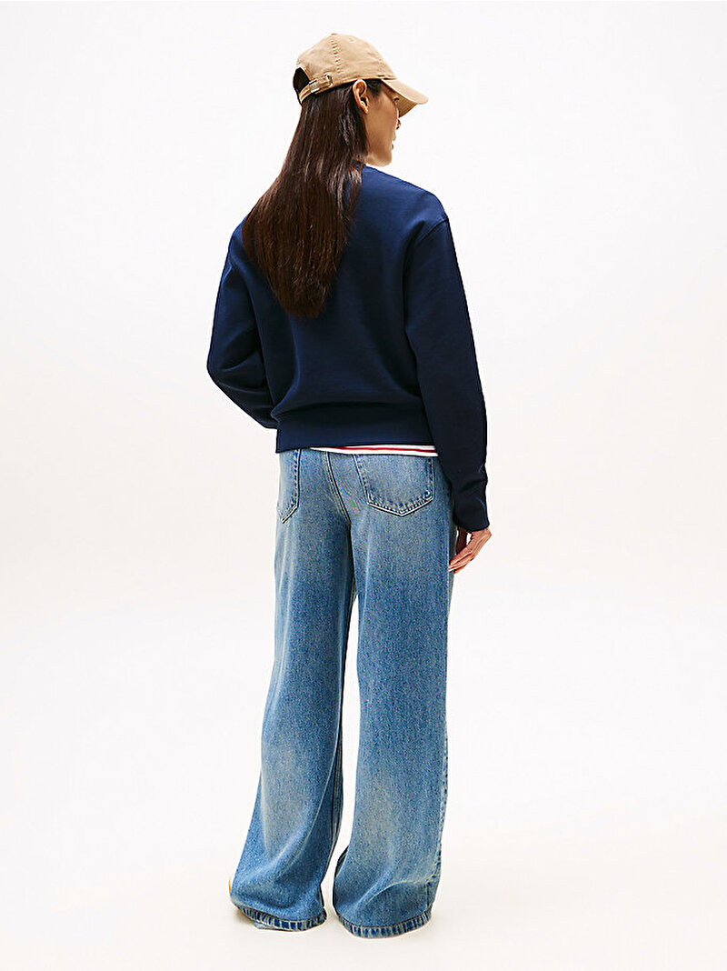 Kadın Lurex Regular Sweatshirt Lacivert WW0WW47159C1G
