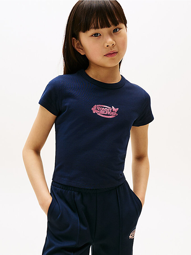 Kız Çocuk Butterfly Graphic T-shirt Lacivert KG0KG08753C1G