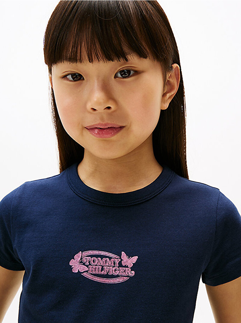 Kız Çocuk Butterfly Graphic T-shirt Lacivert KG0KG08753C1G