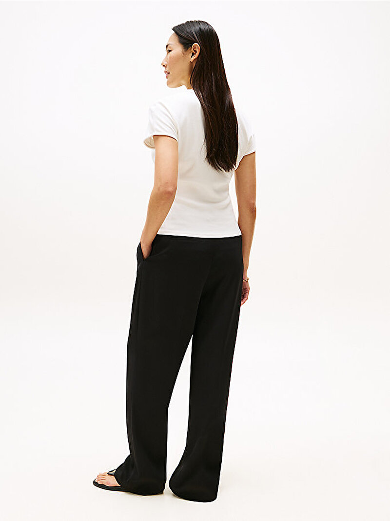 Kadın 5X2 Rib Slim C-neck T-shirt Beyaz  WW0WW45731YA8