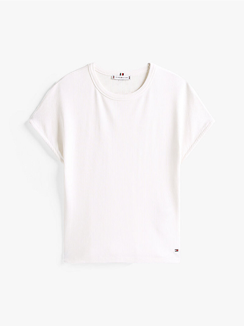 Kadın 5X2 Rib Slim C-neck T-shirt Beyaz  WW0WW45731YA8