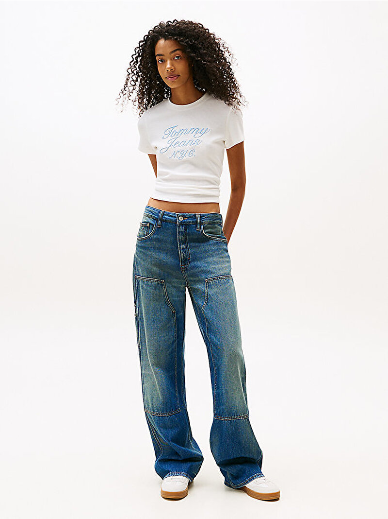 Kadın TJW Slim Waffle T-shirt Ekru DW0DW20906YBL