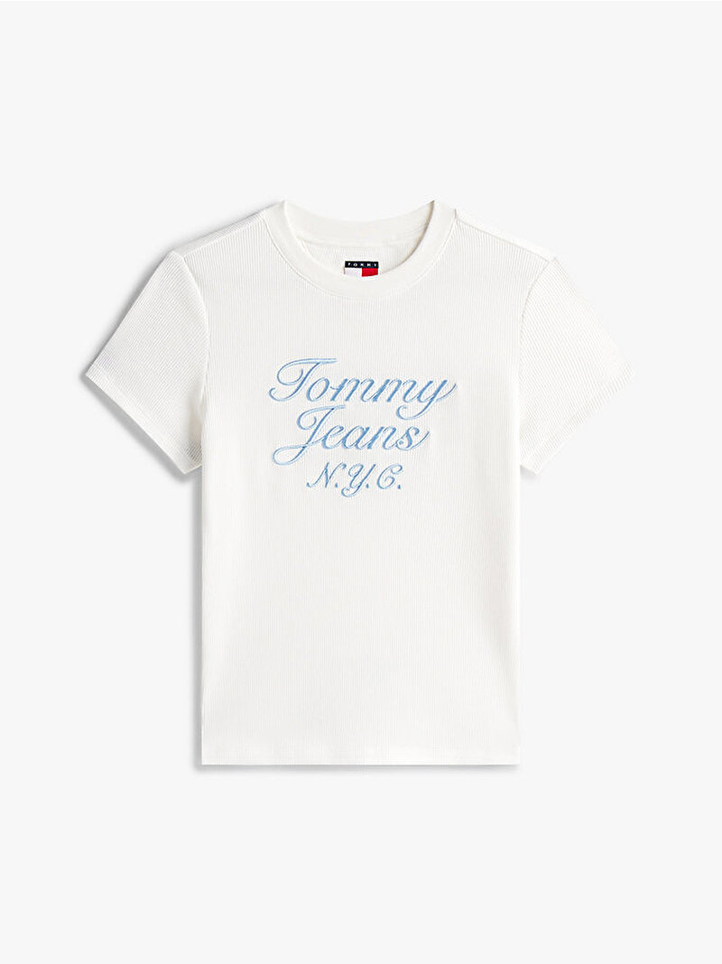 Kadın TJW Slim Waffle T-shirt Ekru DW0DW20906YBL