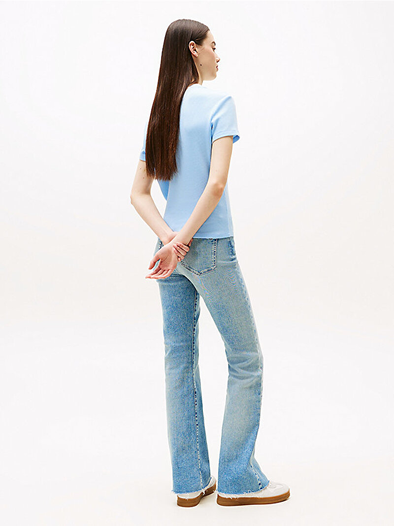Kadın TJW Slim Waffle T-shirt Mavi  DW0DW20906C1T