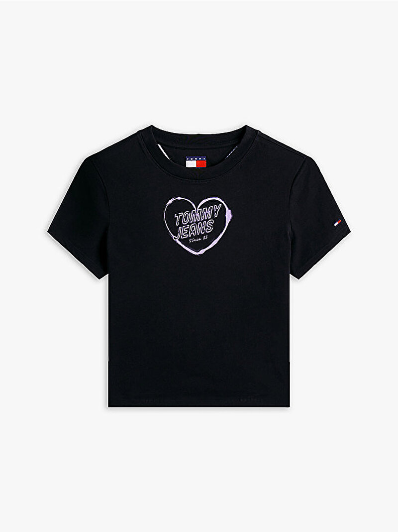 Kadın TJW Slim Heart T-shirt Siyah DW0DW21390BDS