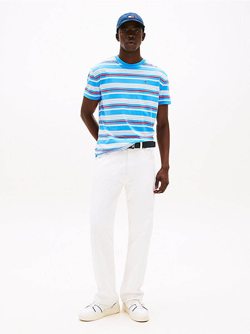 Erkek TJM Regular Flag Stripe T-shirt Mavi  DM0DM21784C39