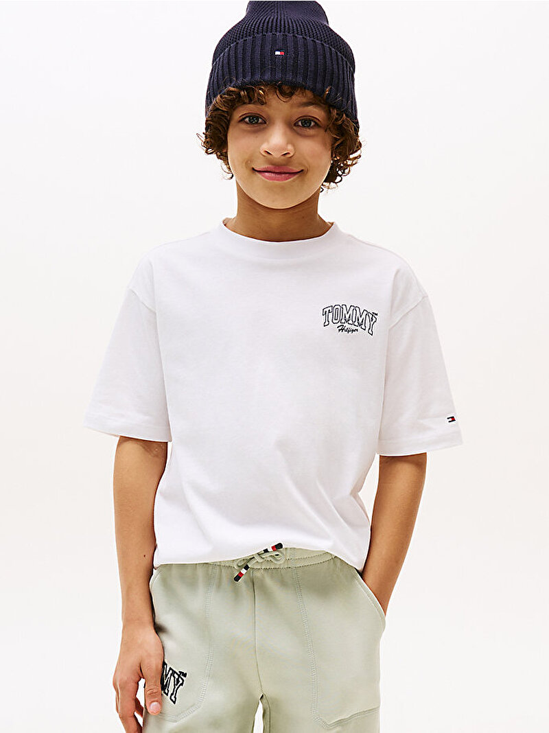 Erkek Çocuk Varsity Graphic Print T-shirt Beyaz  KB0KB09720YBR