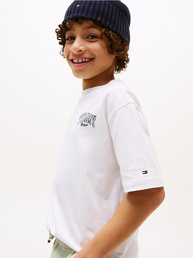 Erkek Çocuk Varsity Graphic Print T-shirt Beyaz  KB0KB09720YBR