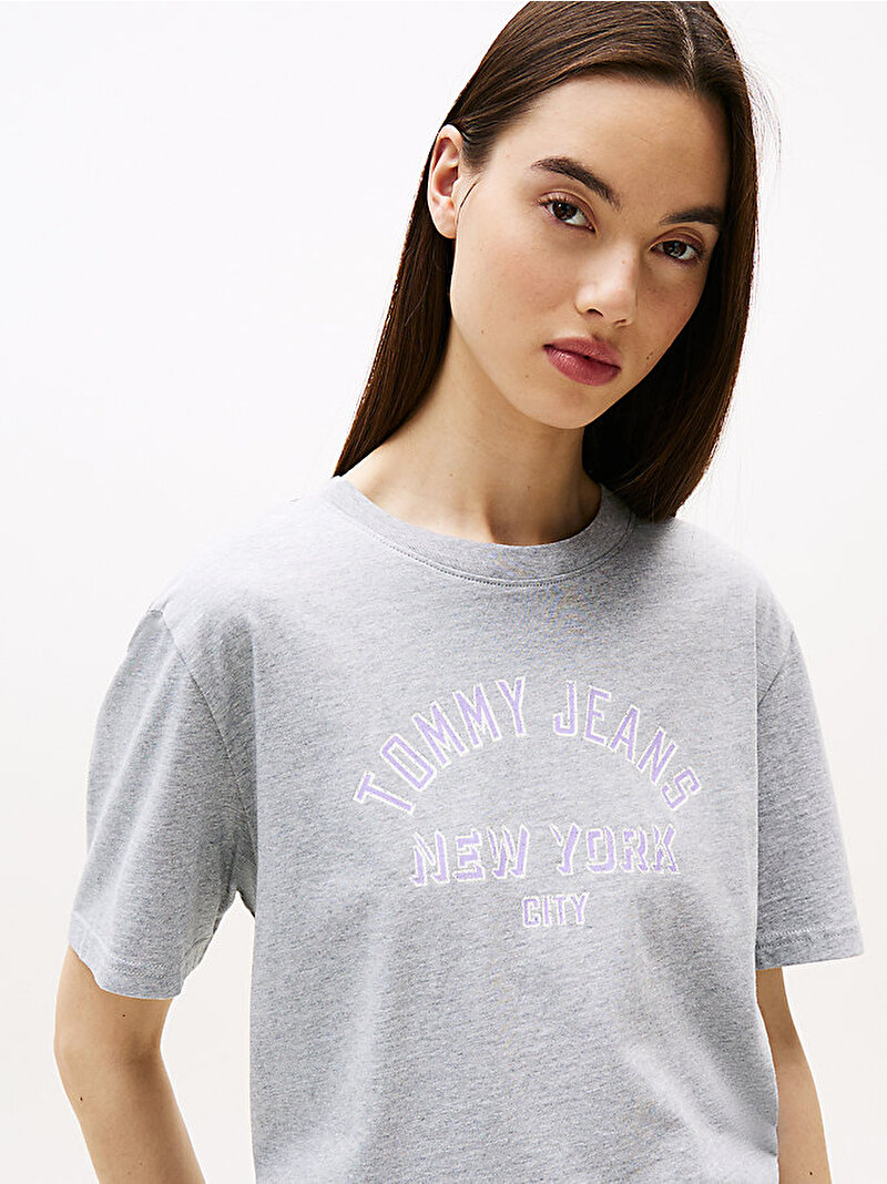 Kadın TJW Relax Varsity Oversize T-shirt Gri DW0DW21399Q13
