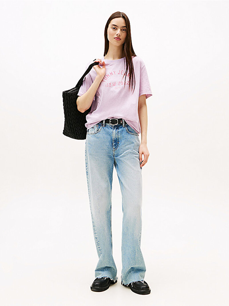 Kadın TJW Relax Varsity Oversize T-shirt Pembe  DW0DW21399U06