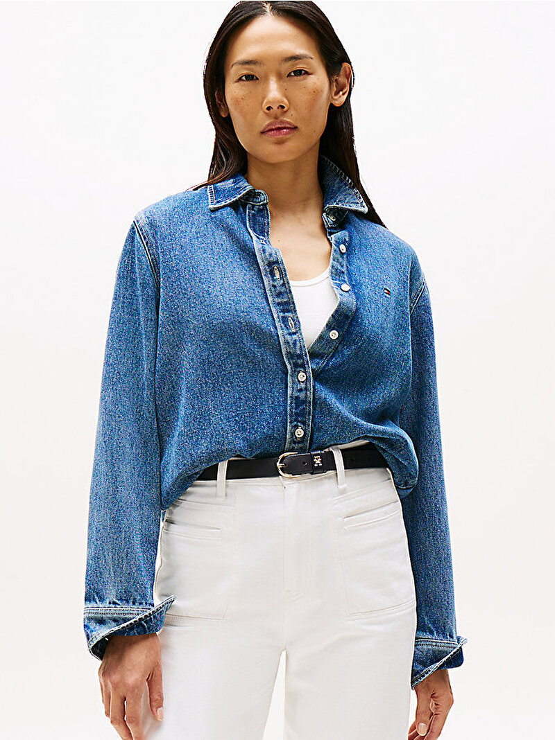 Kadın Denim Lana Regular Gömlek Mavi  WW0WW472191A5