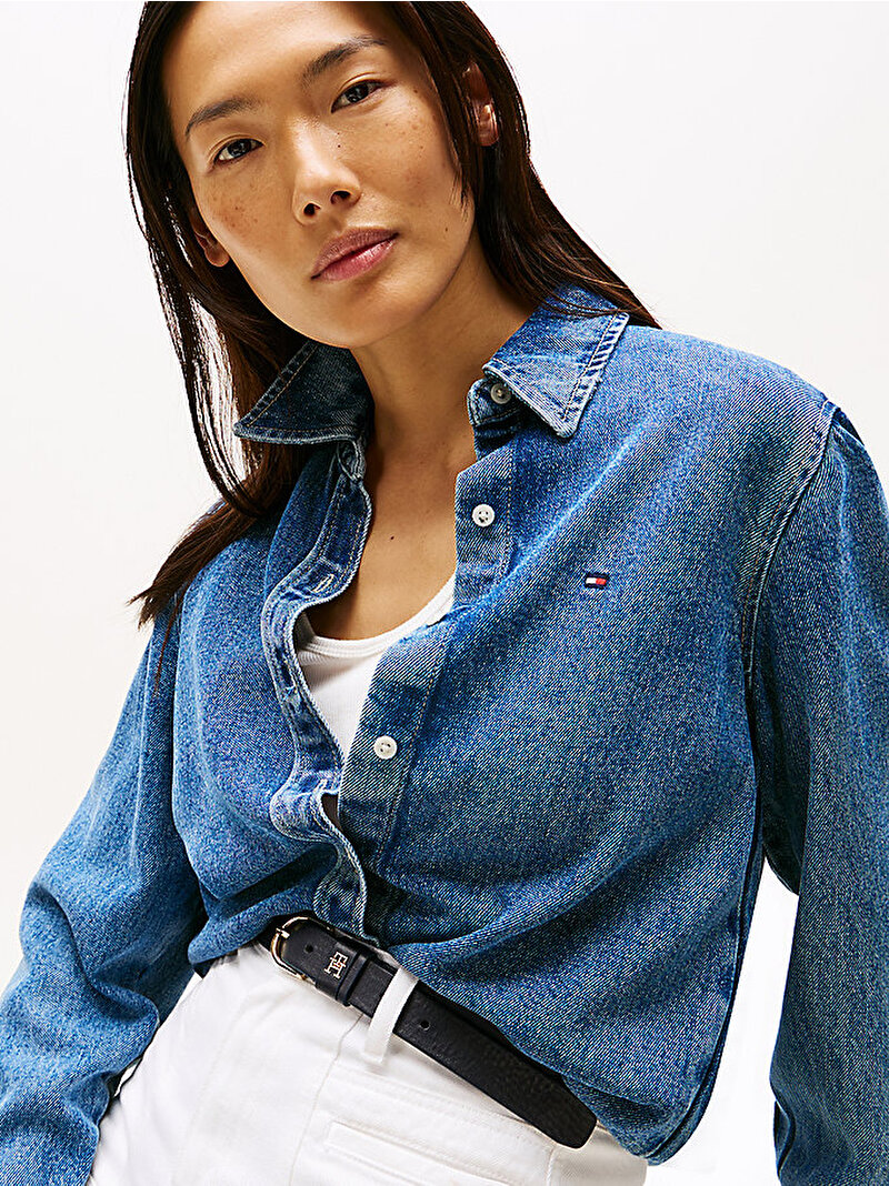 Kadın Denim Lana Regular Gömlek Mavi  WW0WW472191A5