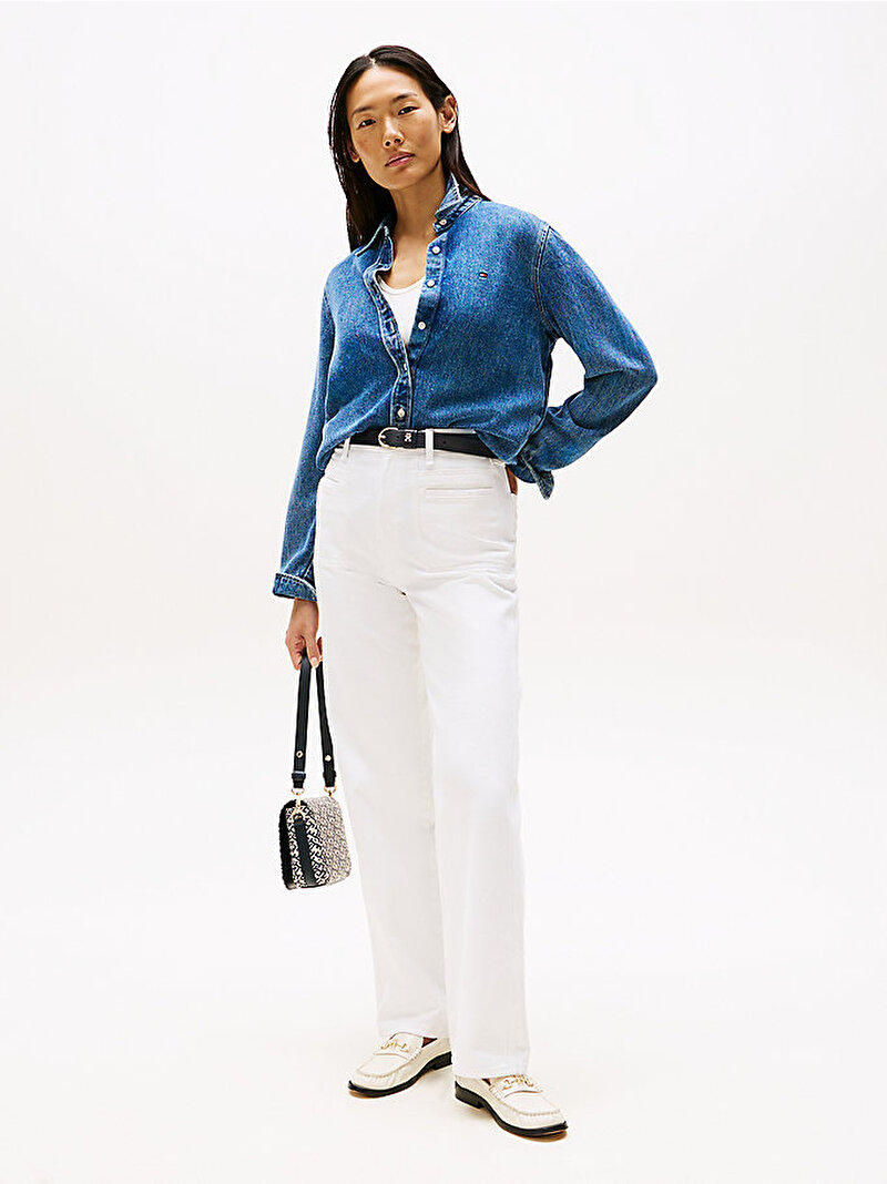 Kadın Denim Lana Regular Gömlek Mavi  WW0WW472191A5