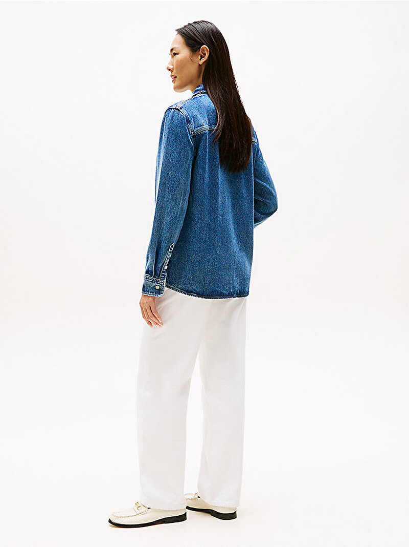 Kadın Denim Lana Regular Gömlek Mavi  WW0WW472191A5