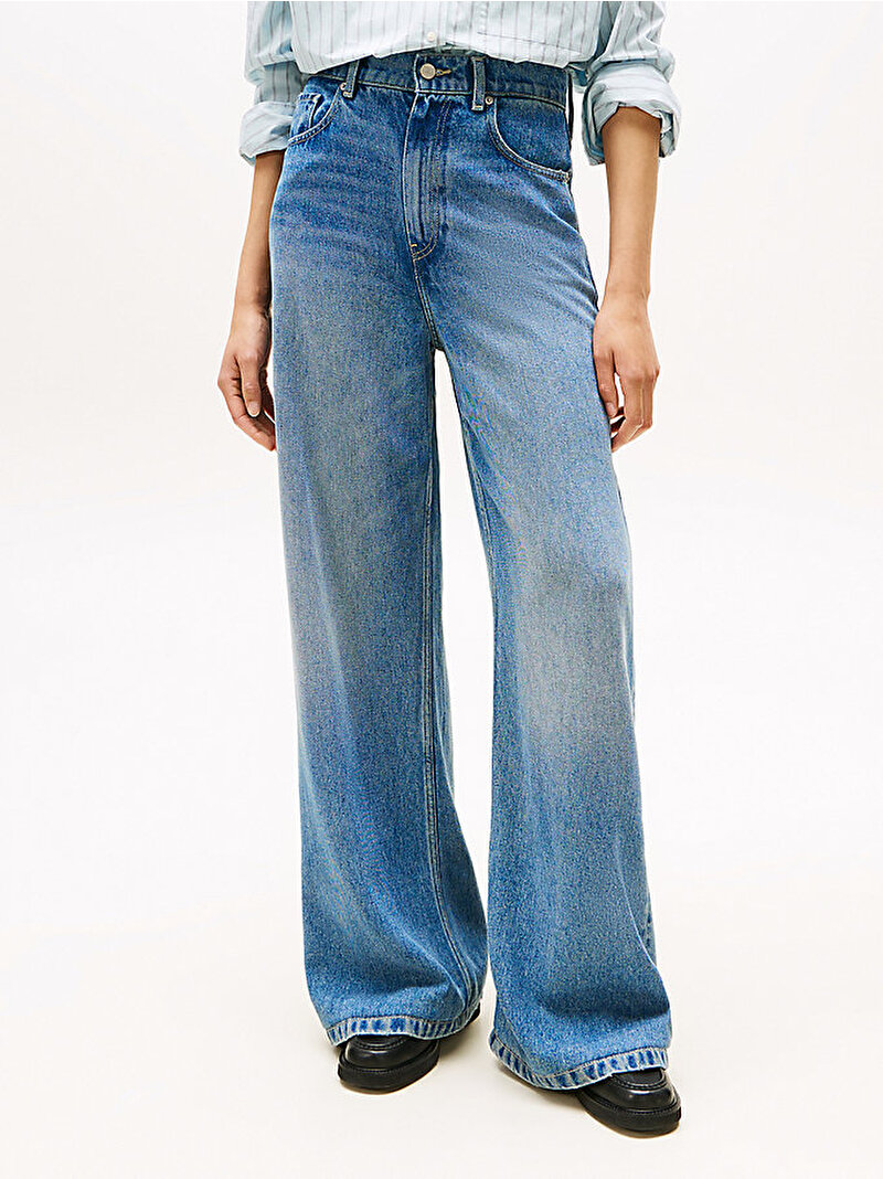 Kadın Lana Wide Leg Jean Pantolon Mavi  WW0WW464841A5