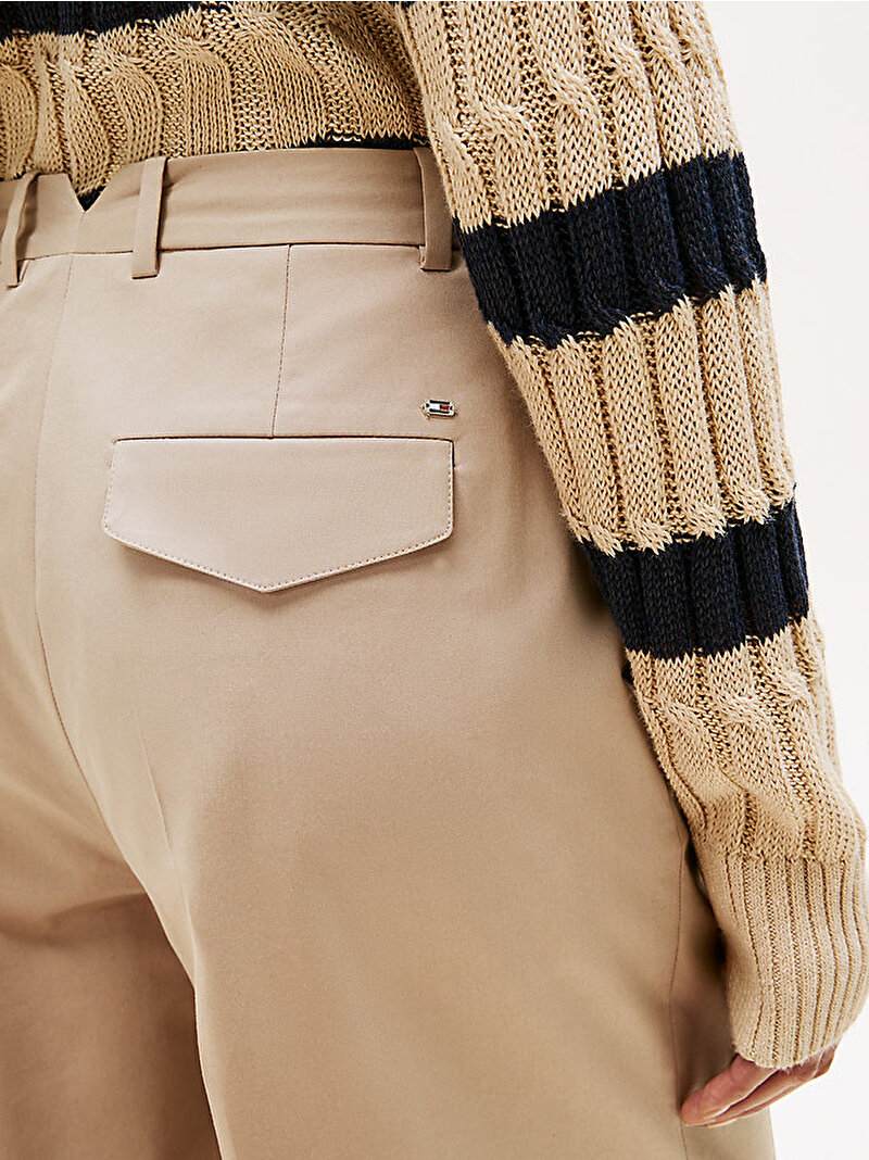 Kadın Cotton Wide Leg Pantolon Bej  WW0WW45791AEG