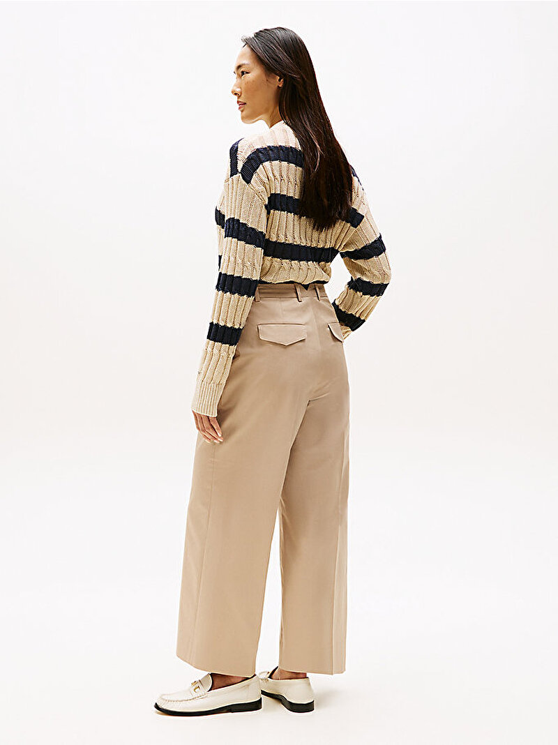 Kadın Cotton Wide Leg Pantolon Bej  WW0WW45791AEG