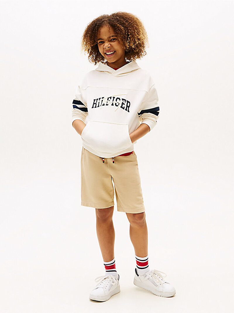 Erkek Çocuk TH Mixed Graphic Hoodie Beyaz  KB0KB09742YA8