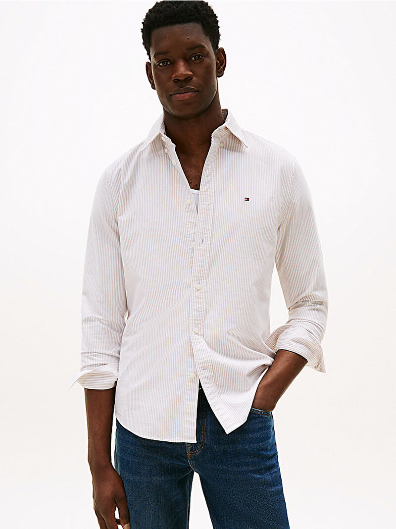 Erkek Heritage Oxford Stripe Gömlek Bej  MW0MW362380BJ