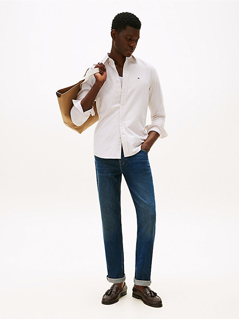 Erkek Heritage Oxford Stripe Gömlek Bej  MW0MW362380BJ