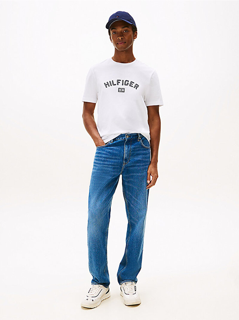 Erkek Hilfiger Flock T-shirt Beyaz  MW0MW39357YBR