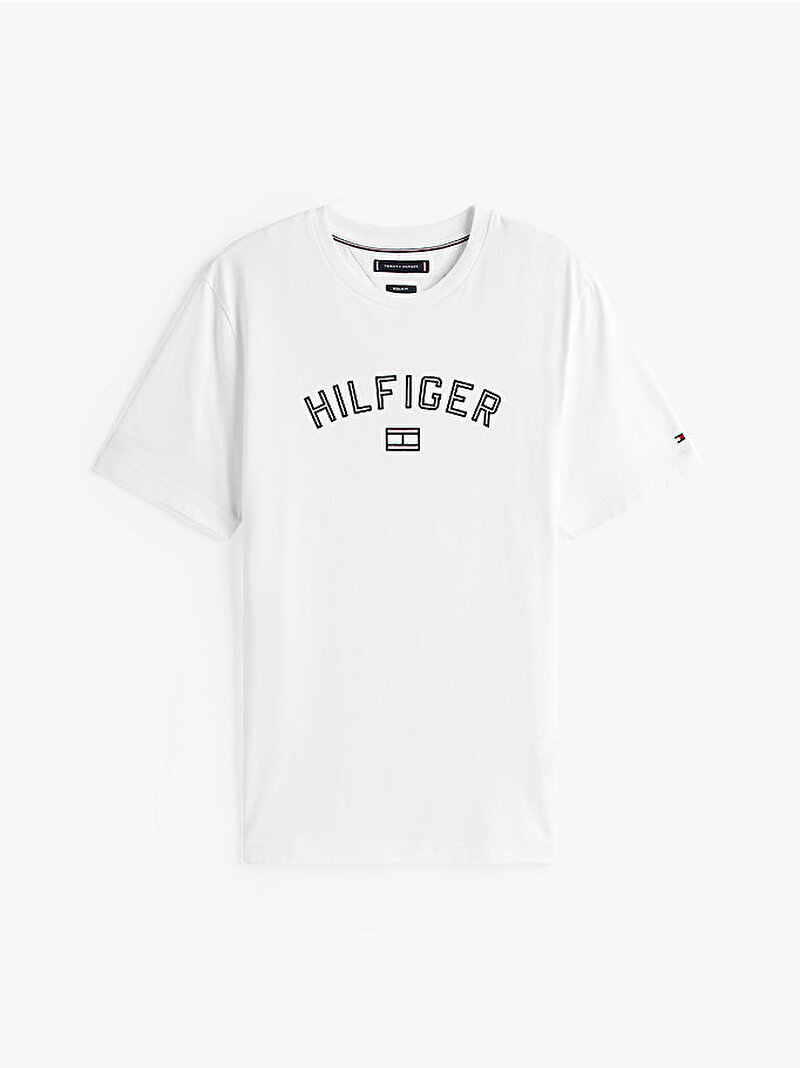 Erkek Hilfiger Flock T-shirt Beyaz  MW0MW39357YBR