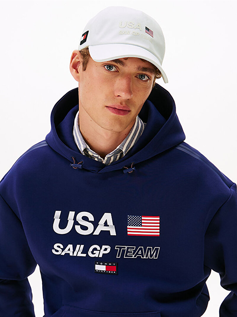 Erkek Tommy x U.S. Sail GP Team Logo Baseball Şapka Beyaz  AM0AM13975YBH