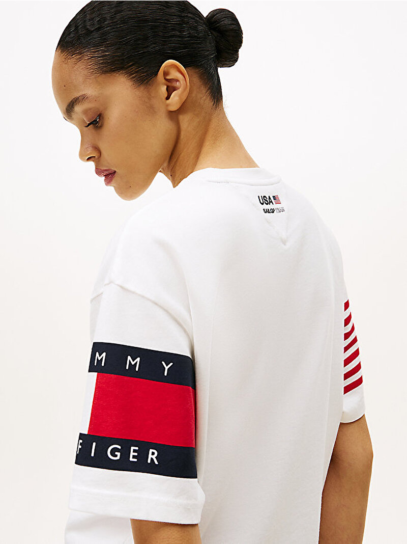 Erkek Tommy x U.S. Sail GP Team Colour-Blocked Relaxed T-Shirt Ekru MW0MW41418YBL