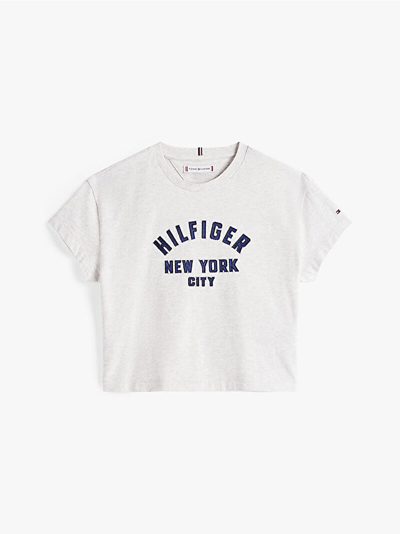 Kız Çocuk Satin Applique Hilfiger T-shirt Gri KG0KG08635P09