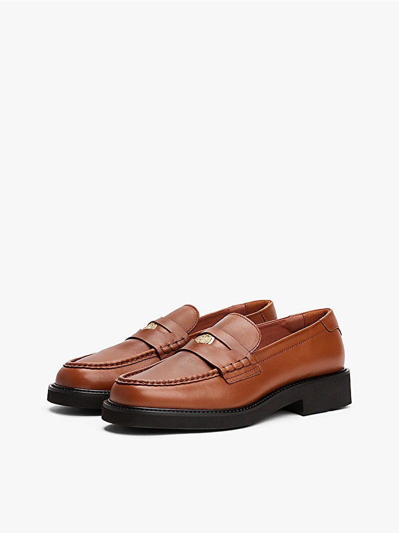 Kadın Crest Squarish Toe Loafer Kahverengi FW0FW08633GPA