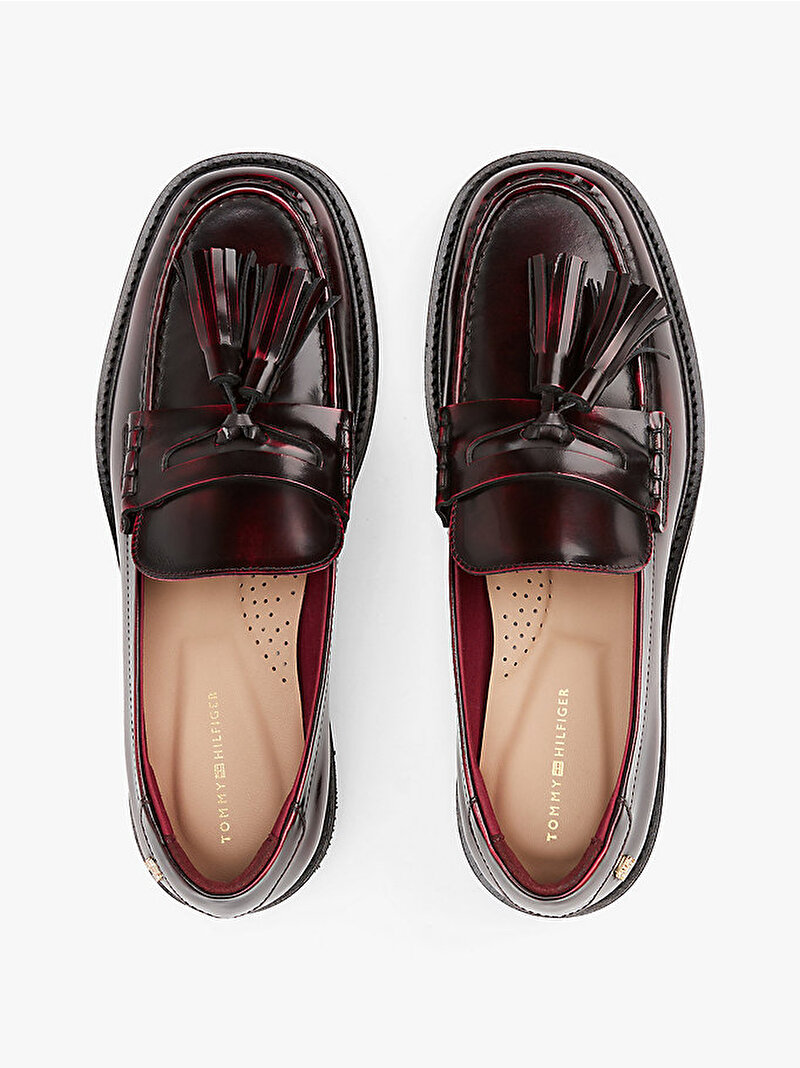 Kadın Tassel Squarish Toe Loafer Kırmızı FW0FW08749XJS